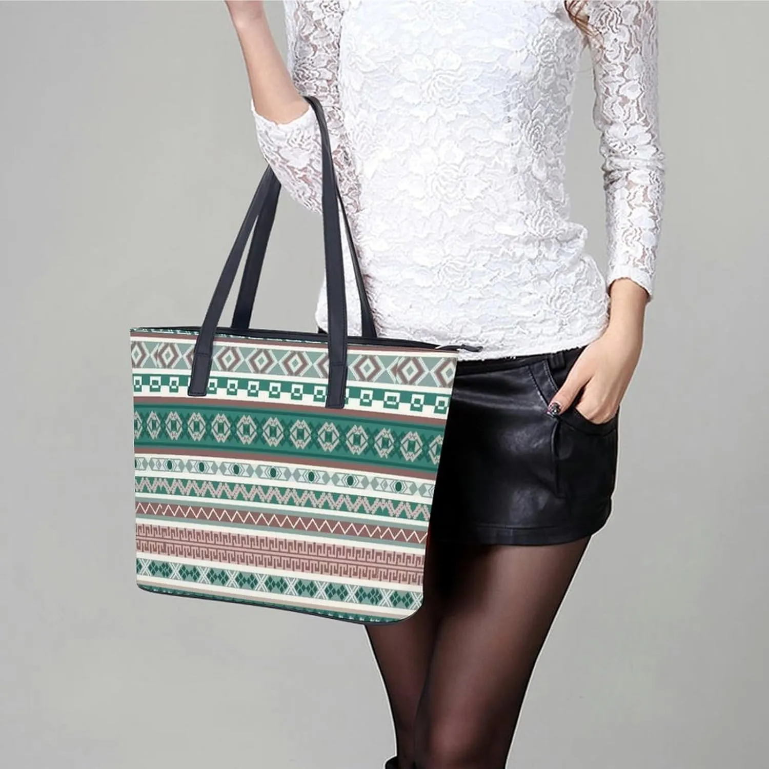 Women's Leather Tote Bag Fashion Handbag for Work Travel Shopping Daily Use Large Capacity Shoulder Purse