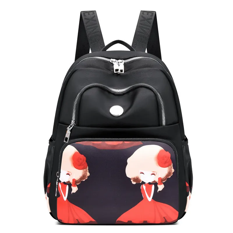 Women's Leisure Large Capacity Fashion Printed Nylon Backpacks
