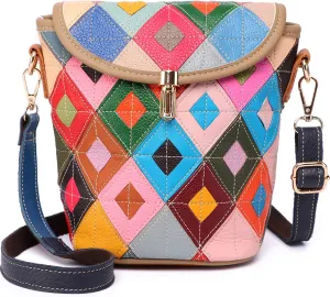 Women’s Multicolor Floral Shoulder Bag Genuine Leather Patchwork Colorful urses, One Color, One Size