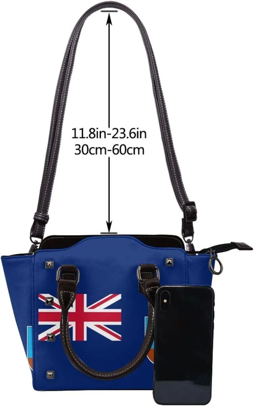 Women's Pu Leather Handbag Rivet Shoulder Bag Studded Top Handle Satchel Crossbody Tote Bag Punk Bag Purse
