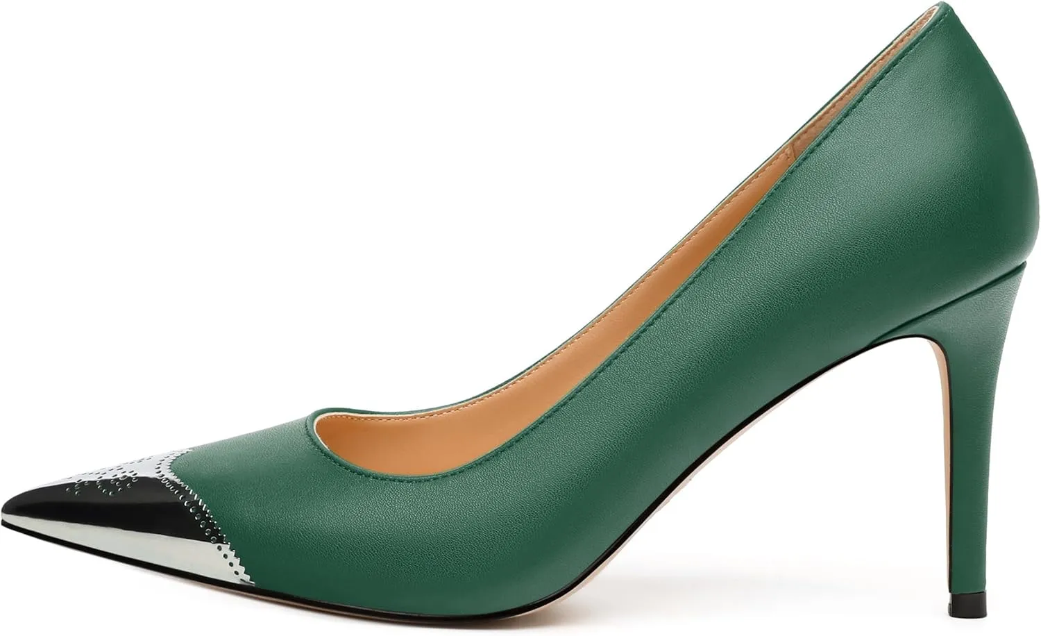 Women's Pumps, Pointed Toe Stiletto High Heels, Slip On Fashion Two Toned Patchwork Pump for Women