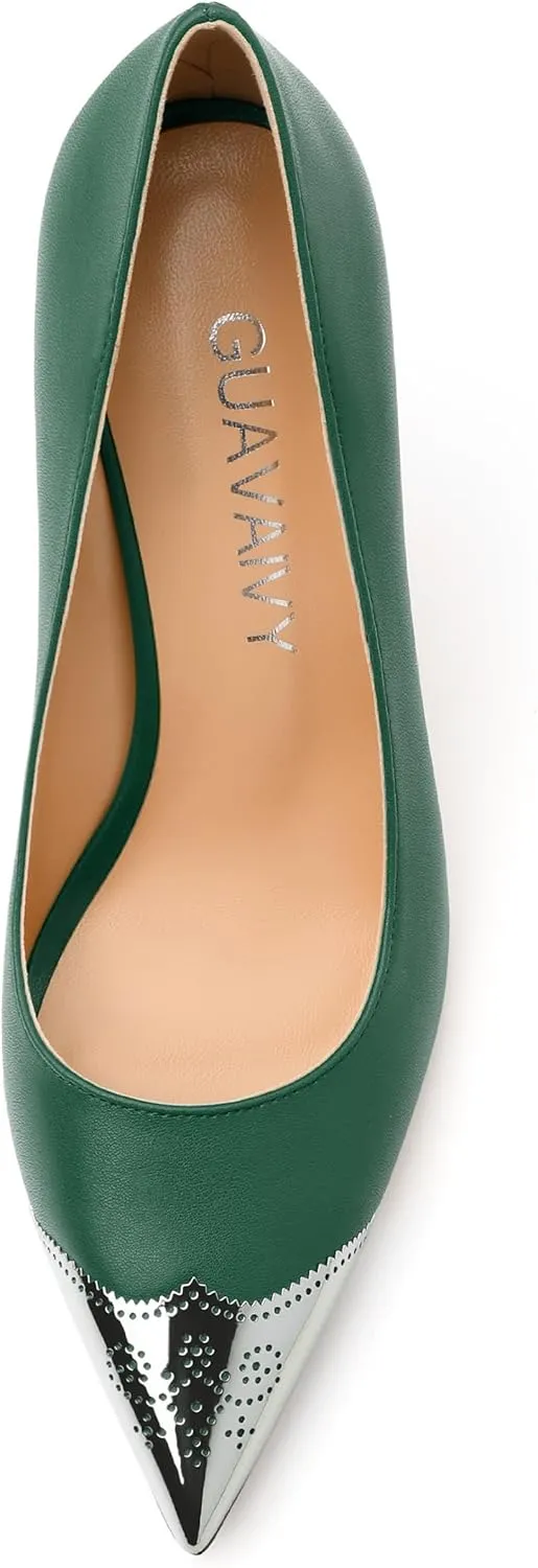 Women's Pumps, Pointed Toe Stiletto High Heels, Slip On Fashion Two Toned Patchwork Pump for Women