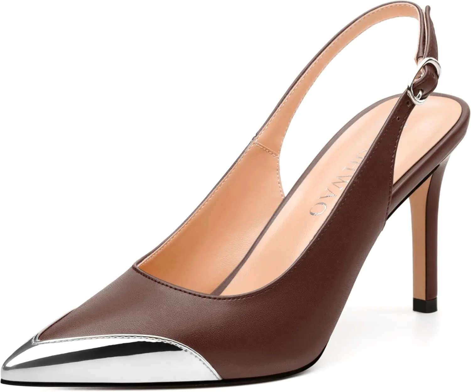 Women's Pumps, Two Toned Patchwork Pointed Toe Stiletto High Heels, Fashion Slingback Buckle Pumps, Daily Working Party Shoes for Women