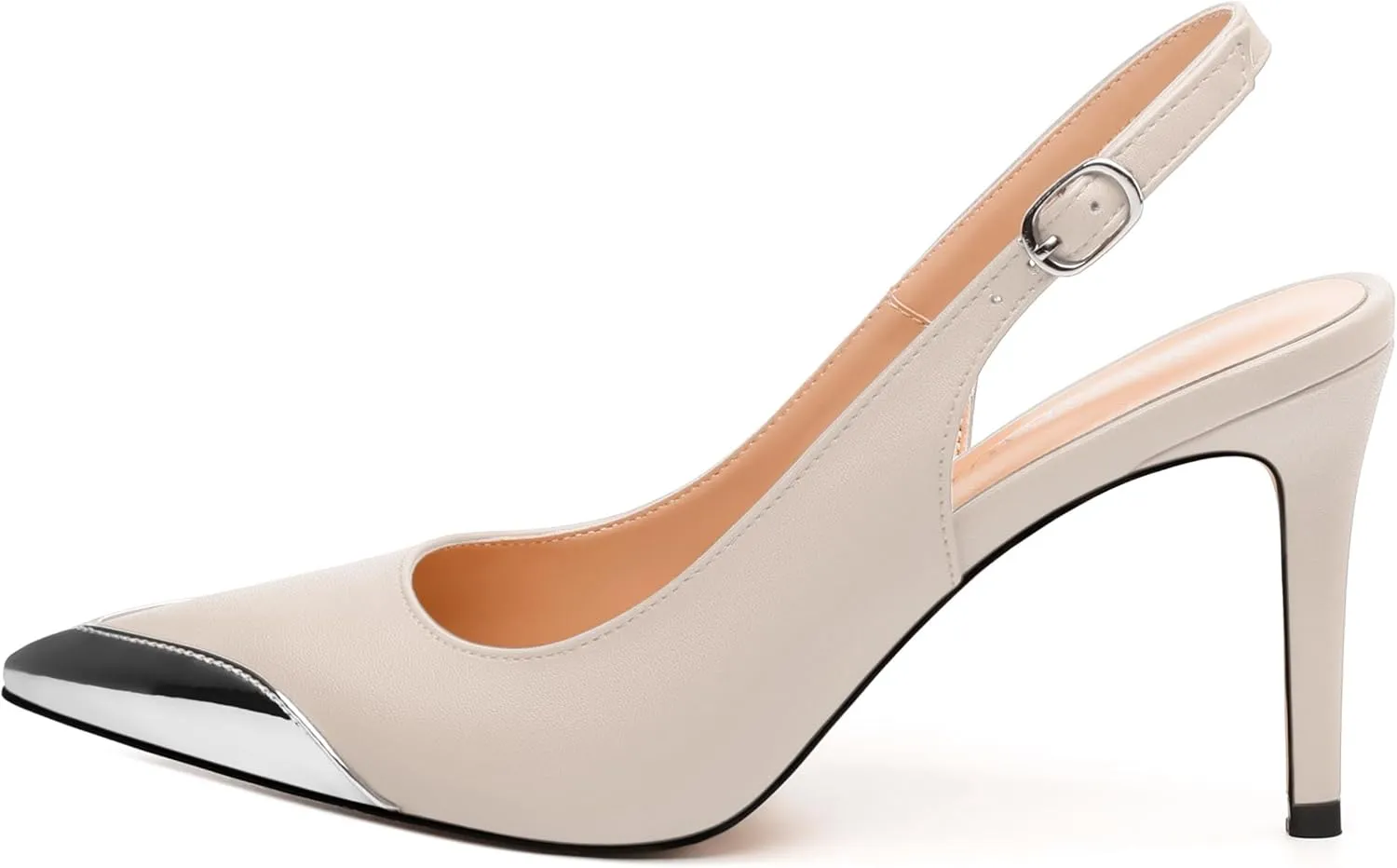 Women's Pumps, Two Toned Patchwork Pointed Toe Stiletto High Heels, Fashion Slingback Buckle Pumps, Daily Working Party Shoes for Women