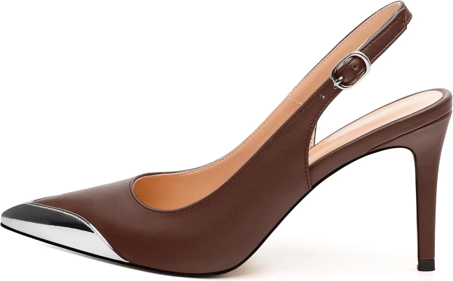 Women's Pumps, Two Toned Patchwork Pointed Toe Stiletto High Heels, Fashion Slingback Buckle Pumps, Daily Working Party Shoes for Women