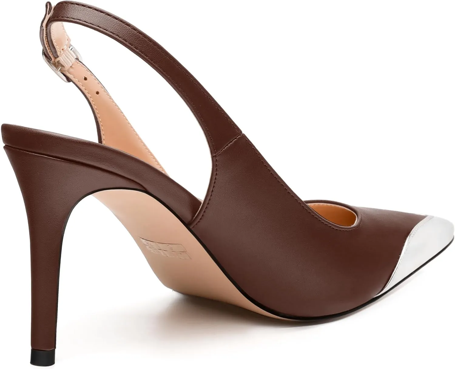 Women's Pumps, Two Toned Patchwork Pointed Toe Stiletto High Heels, Fashion Slingback Buckle Pumps, Daily Working Party Shoes for Women
