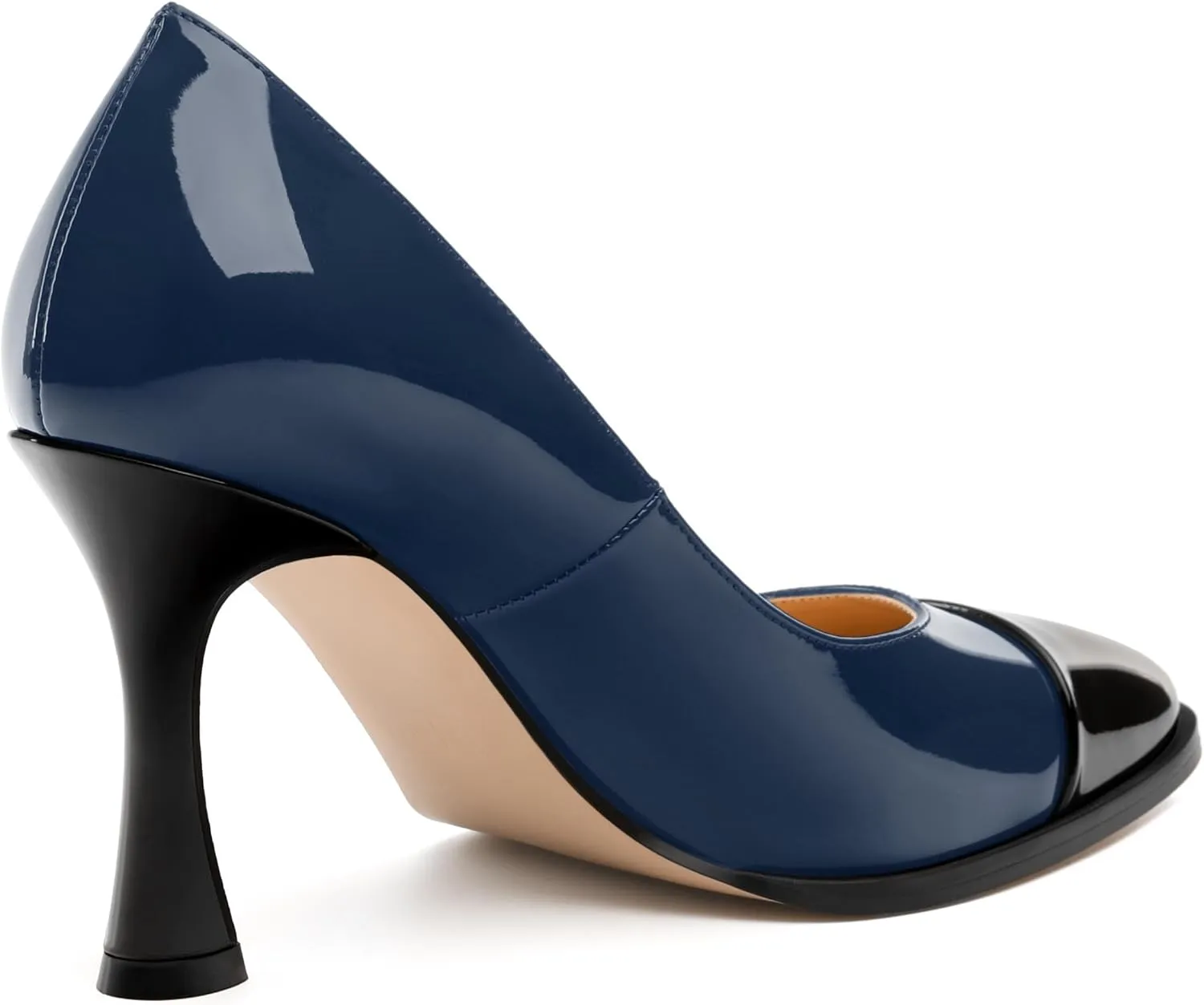Women's Pumps, Two Toned Patchwork Square Closed Toe High Heels, Fashion Slip On Daily Dressy Shoes for Women