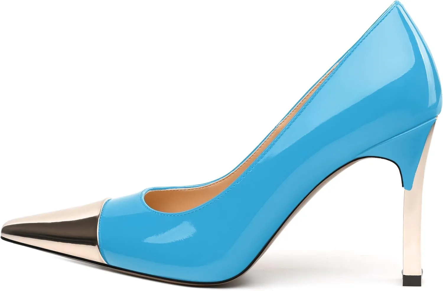 Women's Pumps, Two Toned Patchwork Square Closed Toe High Heels, Fashion Slip On Daily Dressy Shoes for Women