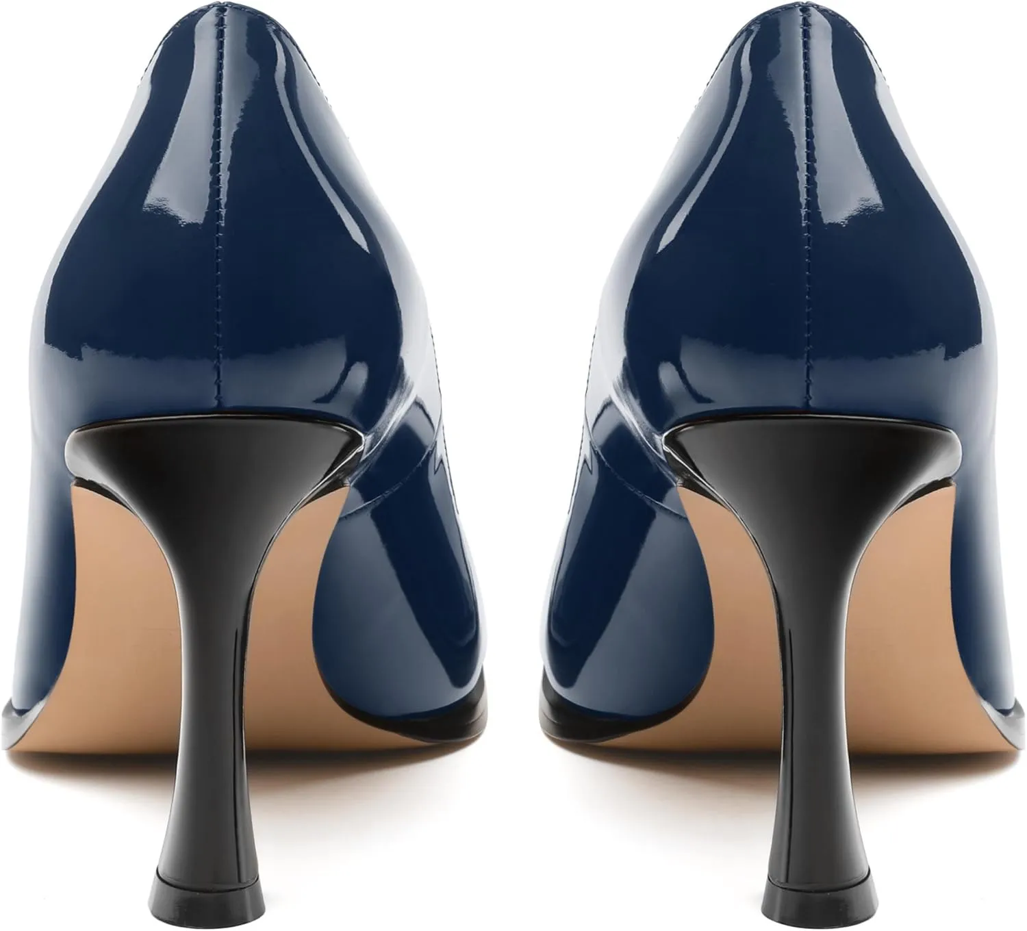 Women's Pumps, Two Toned Patchwork Square Closed Toe High Heels, Fashion Slip On Daily Dressy Shoes for Women