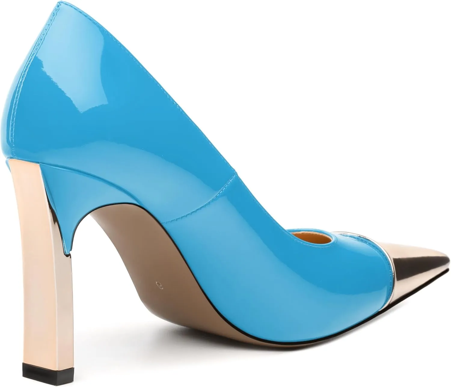 Women's Pumps, Two Toned Patchwork Square Closed Toe High Heels, Fashion Slip On Daily Dressy Shoes for Women
