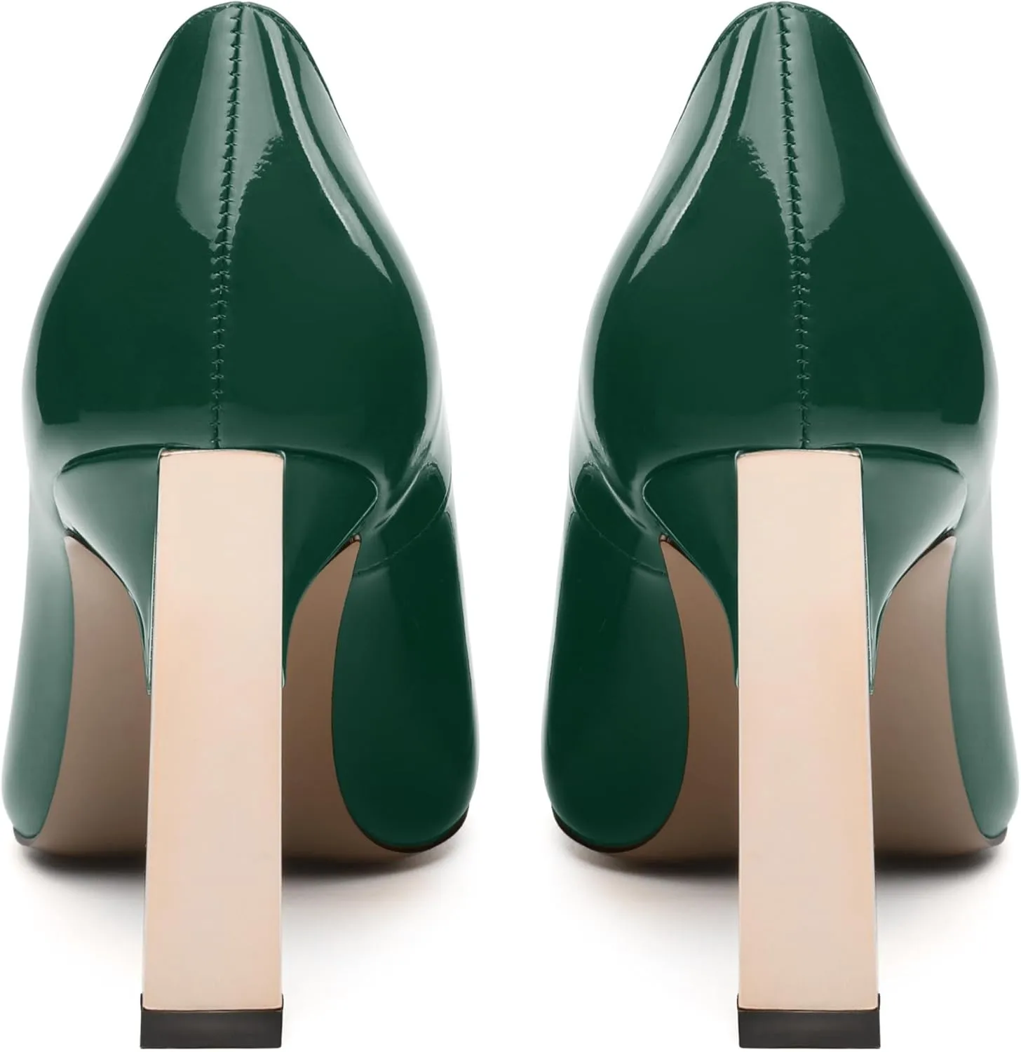 Women's Pumps, Two Toned Patchwork Square Closed Toe High Heels, Fashion Slip On Daily Dressy Shoes for Women