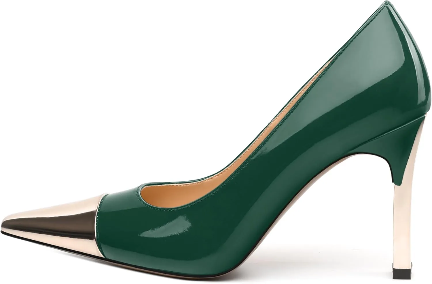Women's Pumps, Two Toned Patchwork Square Closed Toe High Heels, Fashion Slip On Daily Dressy Shoes for Women