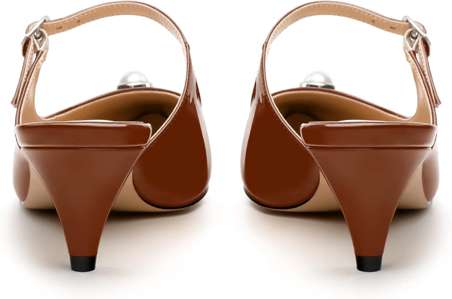 Women's Slide Sandals, Backstrap Buckle Low Kitten Heels, Two Toned Patchwork Pointed Toe, Fashion Party Daily Dress Shoes for Women