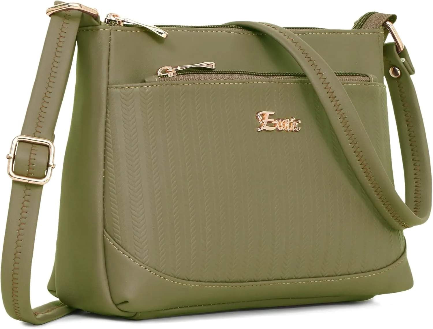 Women's Studded Dual Tone Sling Bag -Green, Olive