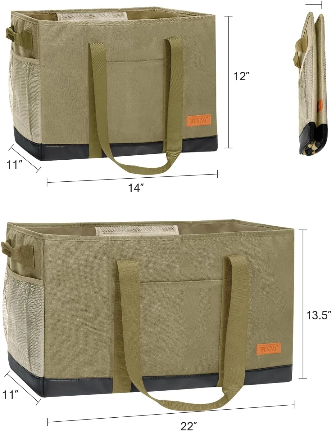 WONDAY Standing Extra Large Reusable Grocery Bag Carrier with Handle, Thirty One Utility Tote Foldable for Shopping and Beach
