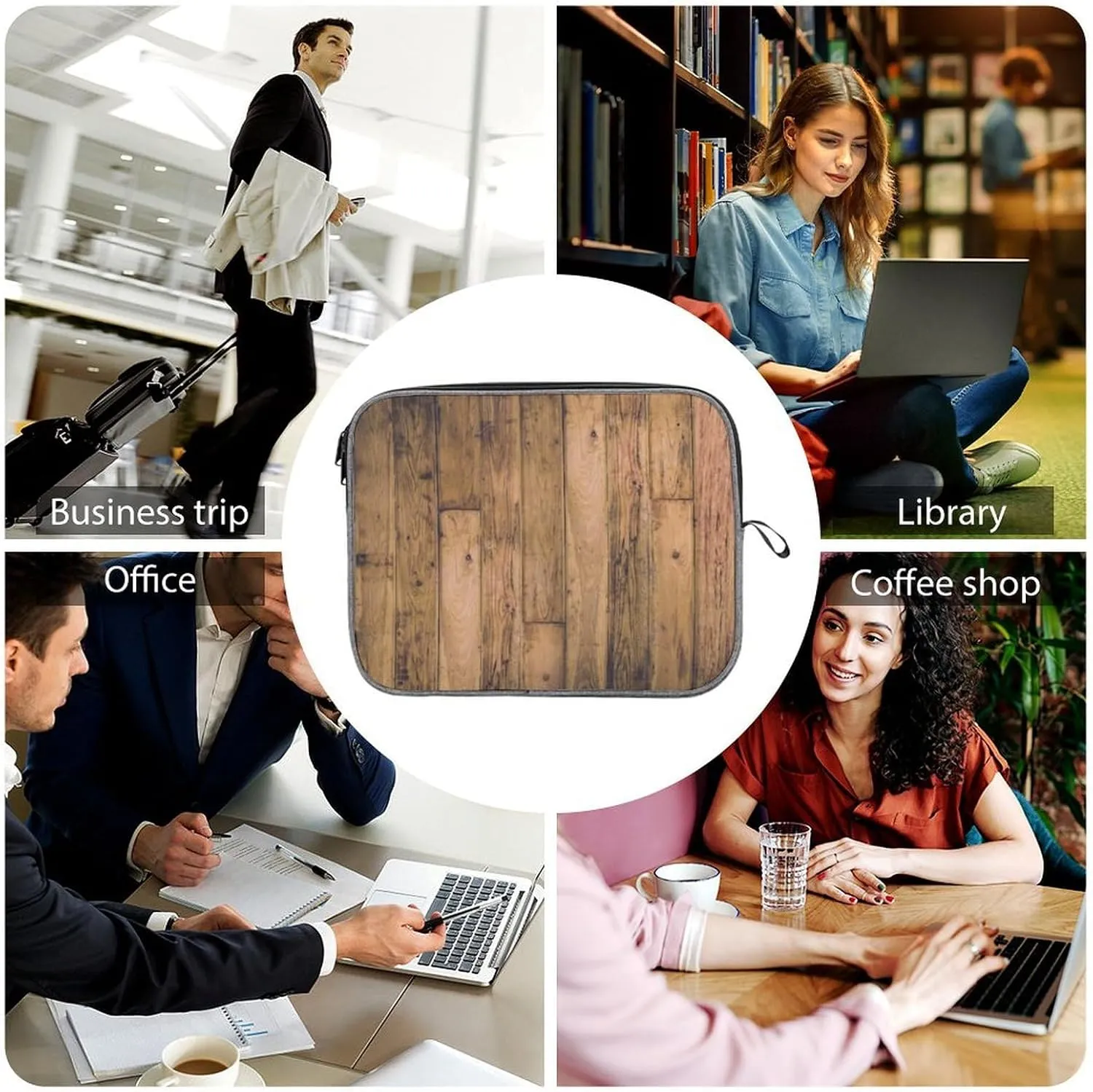 Wooden Wood Planks Large Capacity Portable Laptop Case Unisex