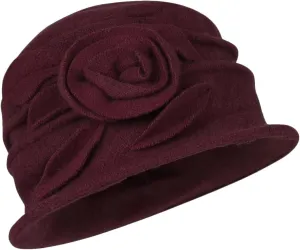 Wool Cloche Bucket Hat for Women 1920s Floral Bowler Cap Elegant Church Dress Cap Winter Warm Fedora Hat