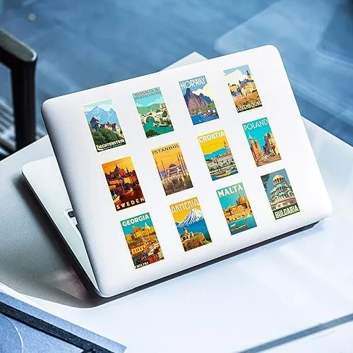 World-Famous Landmarks Travel Stickers 100PCS Waterproof Sticker Set(4Sheets/25Pcs) Water Bottle Stickers for Laptop Bikes Scrapbook Journal Teens Adults Girls and Boys Kids Luggage Stickers Pack