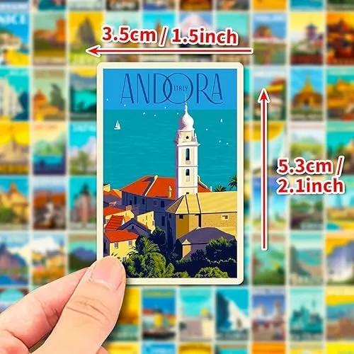 World-Famous Landmarks Travel Stickers 100PCS Waterproof Sticker Set(4Sheets/25Pcs) Water Bottle Stickers for Laptop Bikes Scrapbook Journal Teens Adults Girls and Boys Kids Luggage Stickers Pack
