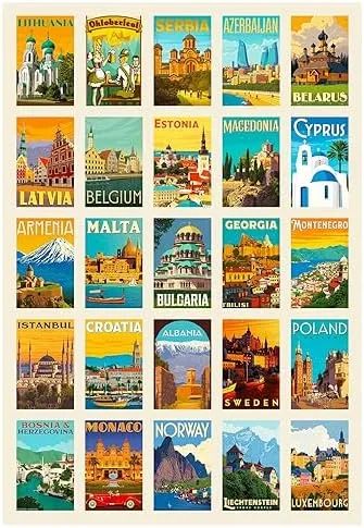 World-Famous Landmarks Travel Stickers 100PCS Waterproof Sticker Set(4Sheets/25Pcs) Water Bottle Stickers for Laptop Bikes Scrapbook Journal Teens Adults Girls and Boys Kids Luggage Stickers Pack