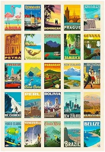 World-Famous Landmarks Travel Stickers 100PCS Waterproof Sticker Set(4Sheets/25Pcs) Water Bottle Stickers for Laptop Bikes Scrapbook Journal Teens Adults Girls and Boys Kids Luggage Stickers Pack