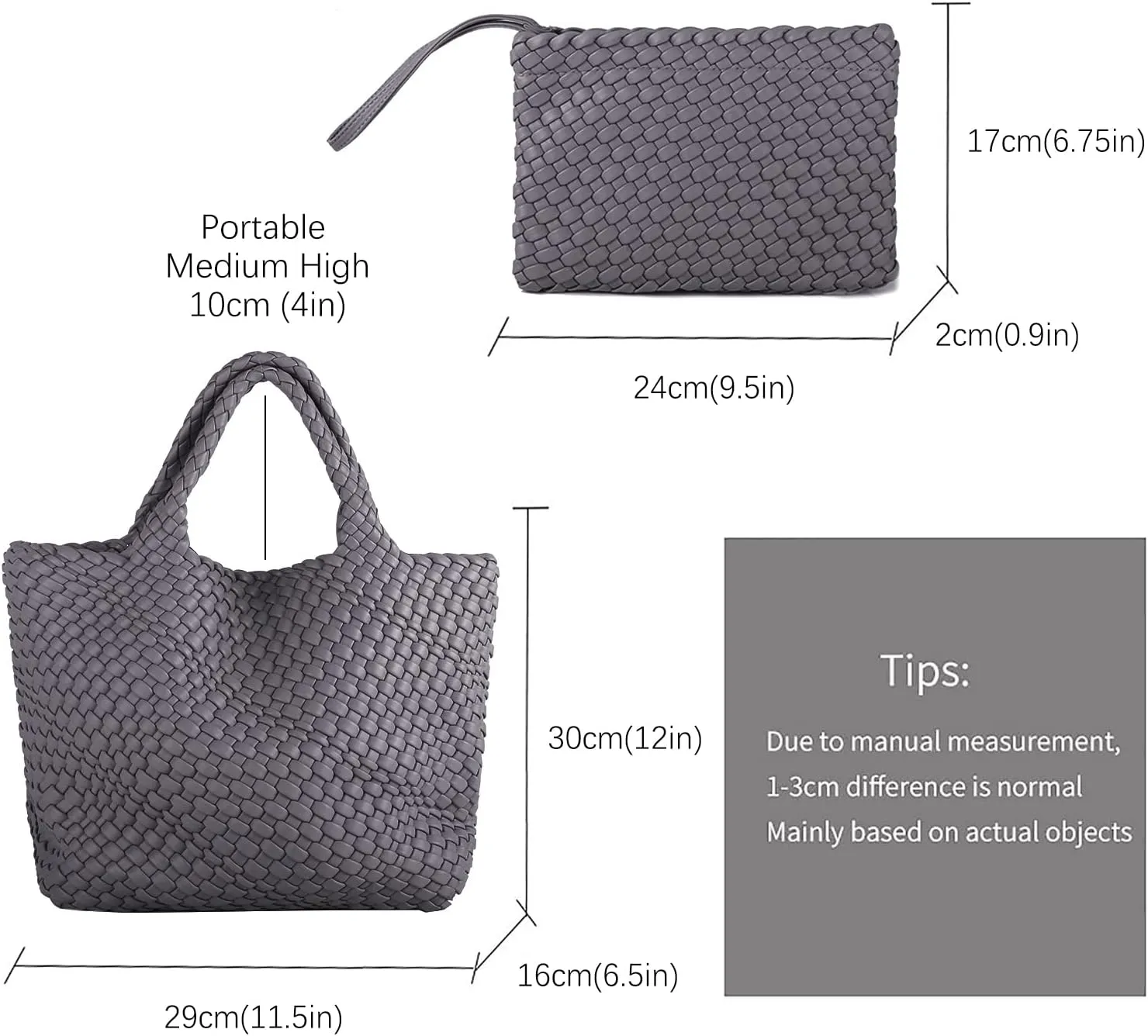 Woven Tote Bag, Women Macaron Soft Leather Weave Handbag Purse Wrist Bag Large Capacity Work Shopping Travel Daily