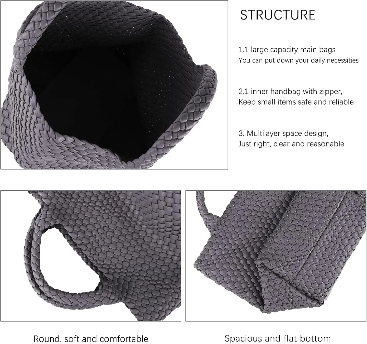 Woven Tote Bag, Women Macaron Soft Leather Weave Handbag Purse Wrist Bag Large Capacity Work Shopping Travel Daily