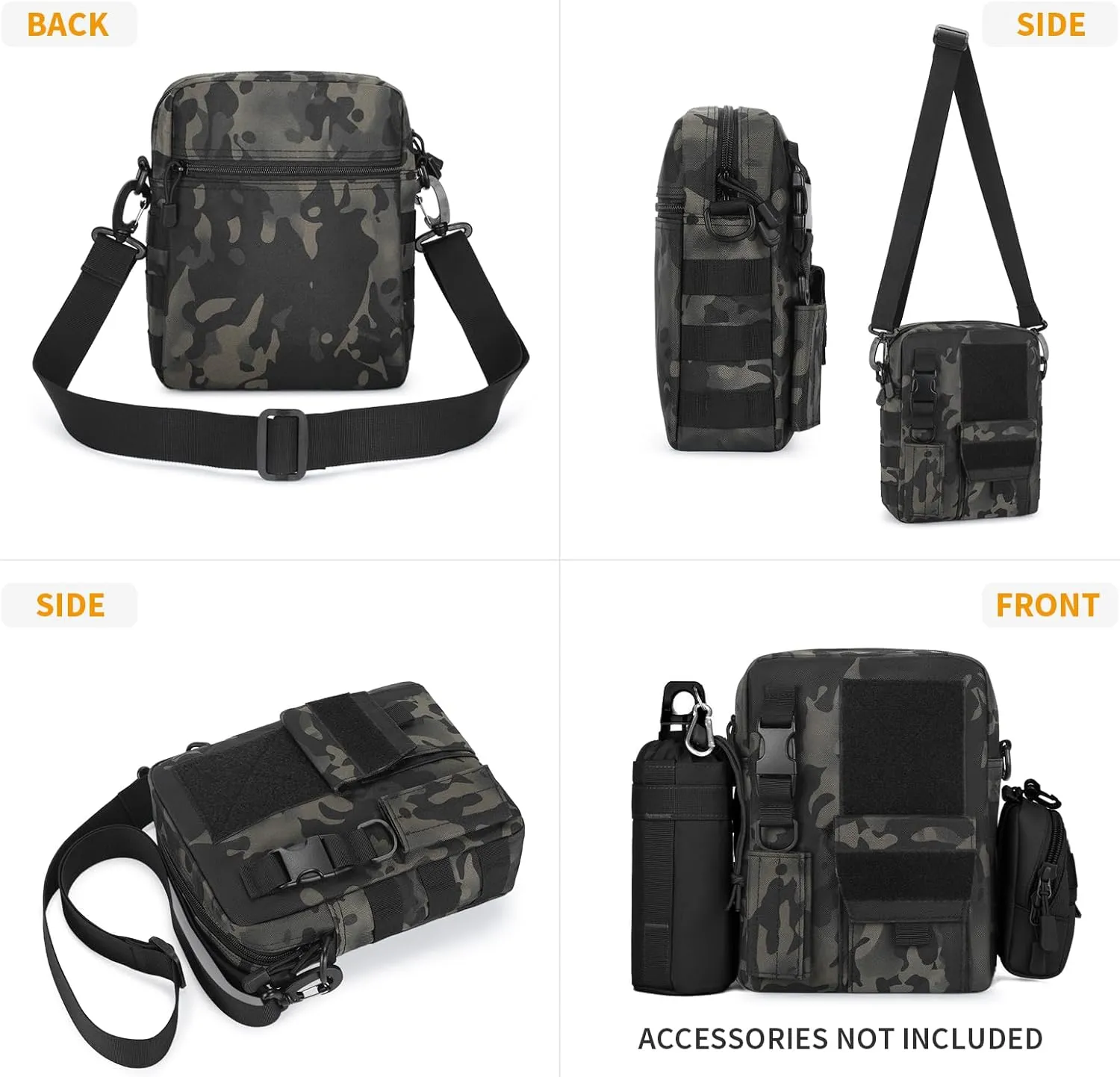 Wowelife Small Canvas Messenger Bag, Classic Vintage Black Shoulder bag, Small Tactical Bag Brown, Crossbody Casual Pack