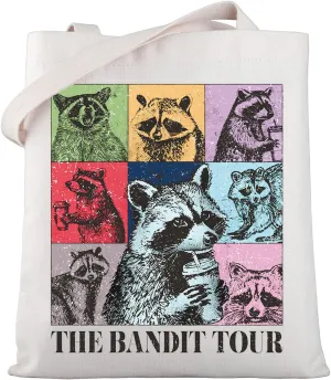 WSNANG Funny Raccoon Gifts Raccoon Drink Coffee Tote Bag Trash Panda Shoulder Bag Raccoon Animal Lover Shopping Bag
