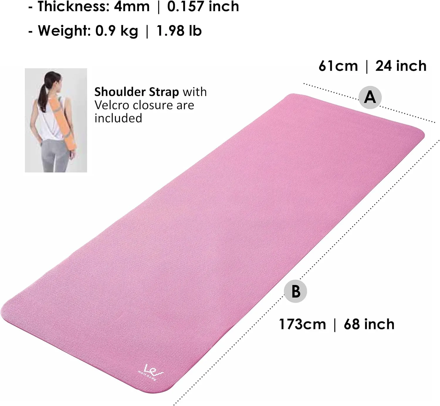 YAMAZEN Yoga Workout Mat for Home Gym Exercise | All Purpose Mat with Strap | Excellent Cushioning