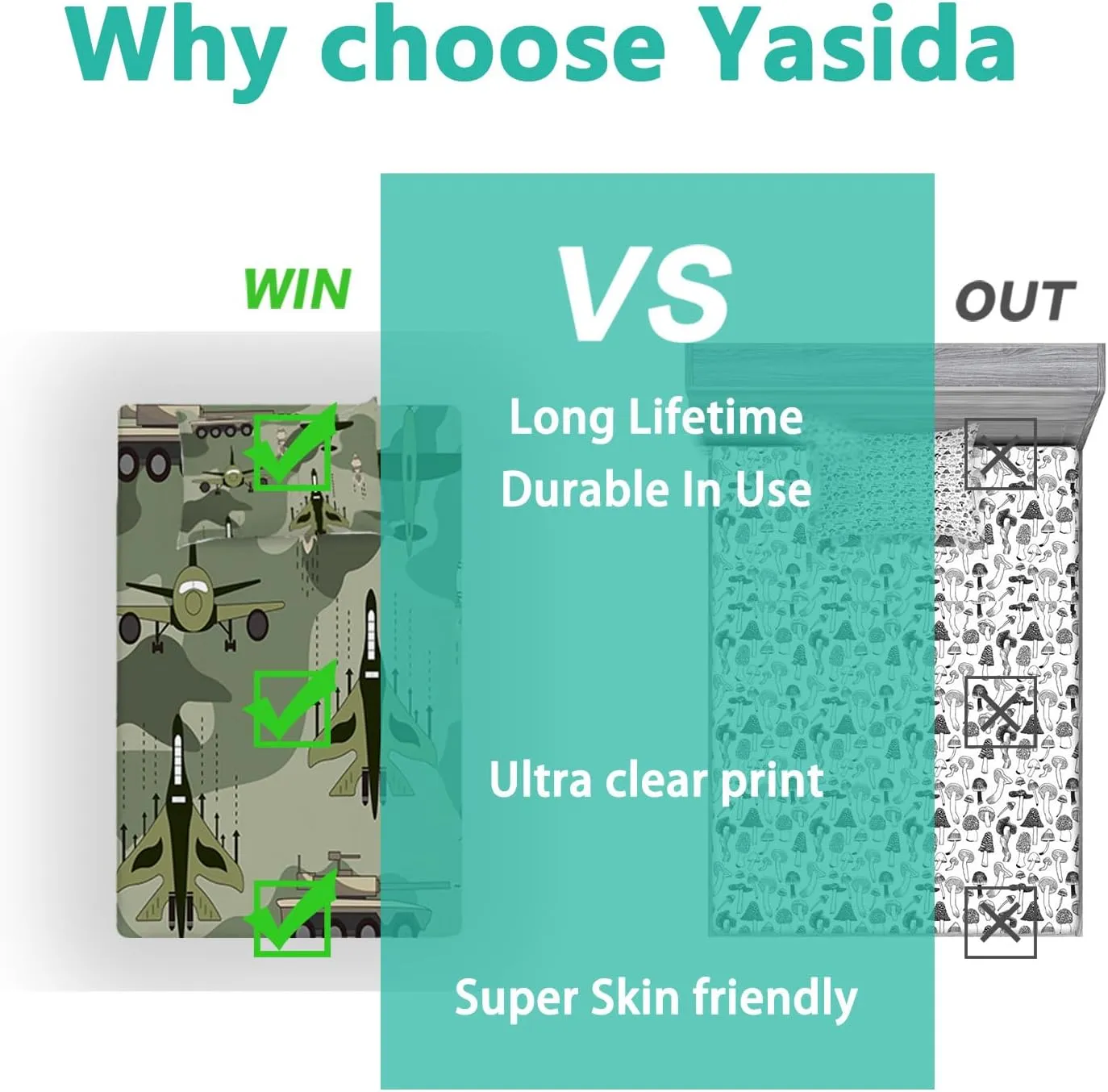 Yasida Twin Size Fitted Sheets Bedding Airplane Sheets Camo Bed Sheets for Kids,Airplane Tank Camping Bed Sheet Set for Boys and Girls 2 Pack Bed Fitted Sheet and Pillowcases Set