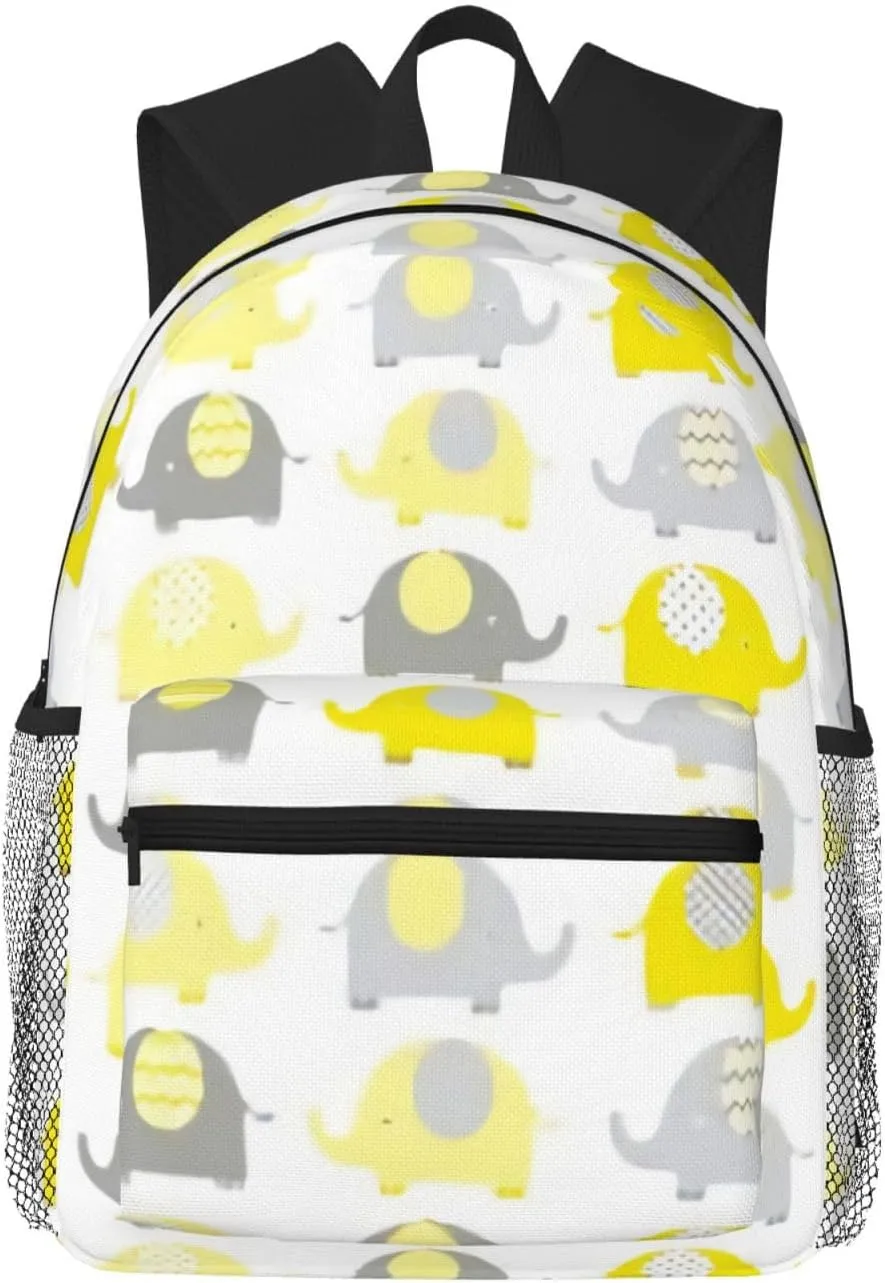 Yellow And Grey Cute Elephant Lightweight Packable Backpack Travel Casual Hiking Daypack Foldable Backpack For Men Women