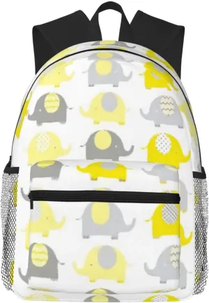 Yellow And Grey Cute Elephant Lightweight Packable Backpack Travel Casual Hiking Daypack Foldable Backpack For Men Women