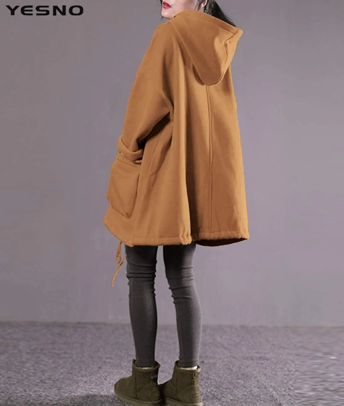 YESNO WZF Women Casual Fleece Pullover Hoodies Plus Size Active Jacket/Large Pockets