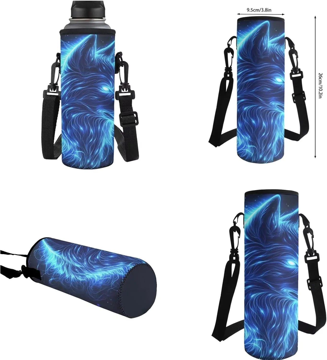 YEXIATODO Blue Light Wolf 7th Grade Backpack and Lunch Box Set Kids Girls Backpack Purse for Teens Elementary School Bookbag with Pencil Case Rucksack for Teens Child Back To School