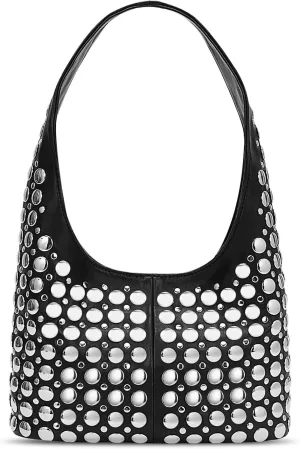 YFGBCX Vegan Leather Hobo Bag Studded Purses for Women Small Tote Bag Y2K Purse Portuguese Stud Shoulder Bag Red Purse