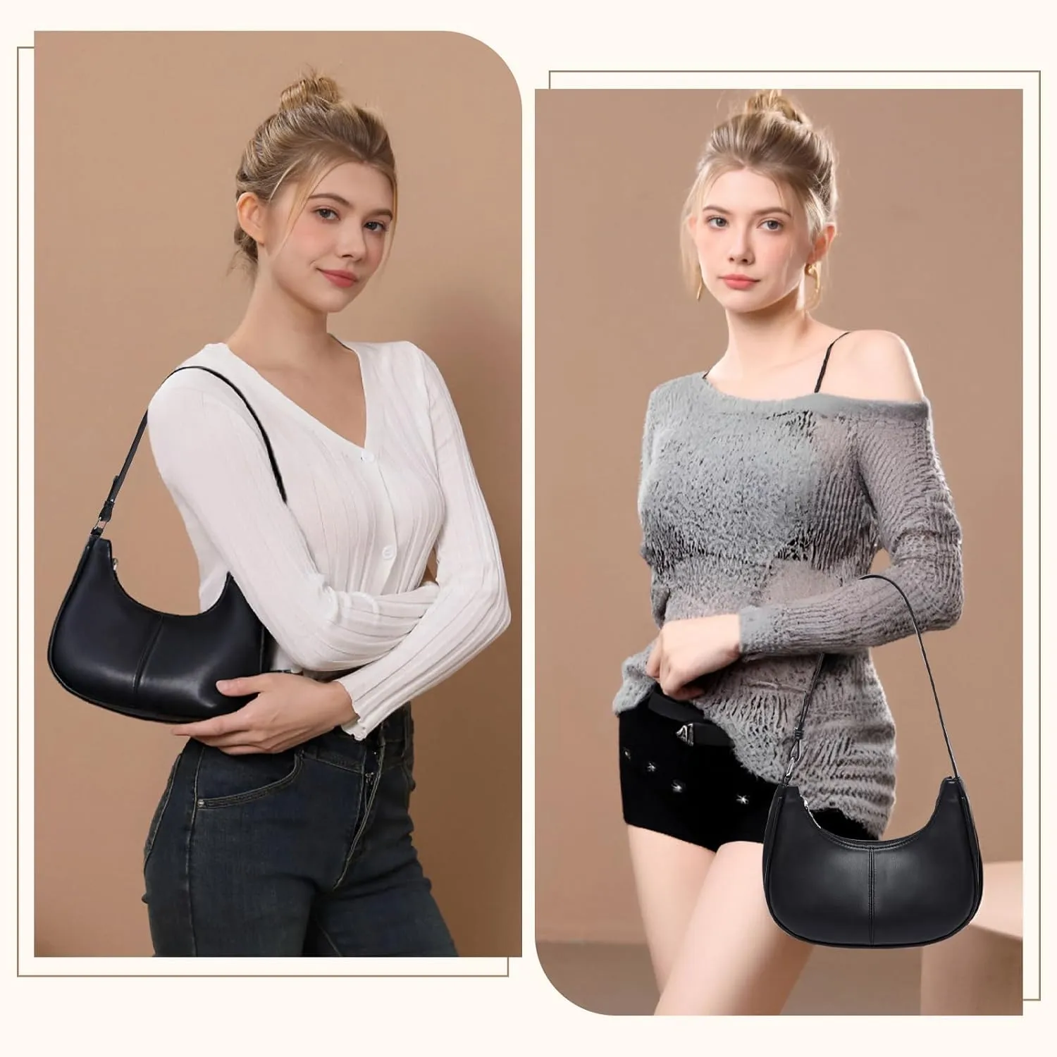 YIKOEE Small Crescent Shoulder Bag for Women with Adjustable Strap