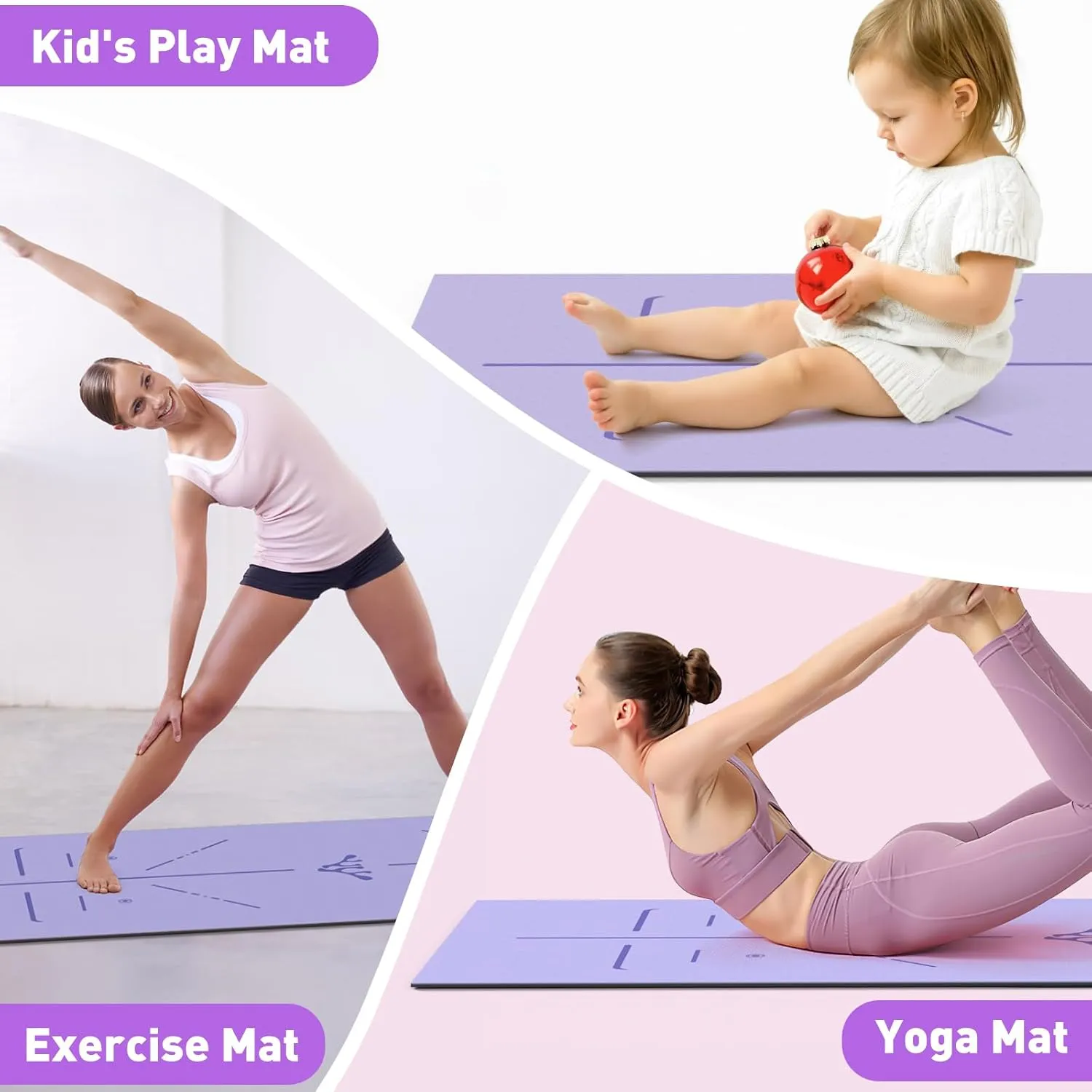 Yoga Mat Thick - Non Slip Workout Mat, Large Exercise Mat, Anti-Tear Exercise & Fitness Mat for Yoga, Pilates & Floor Workouts, Carry Strap Included