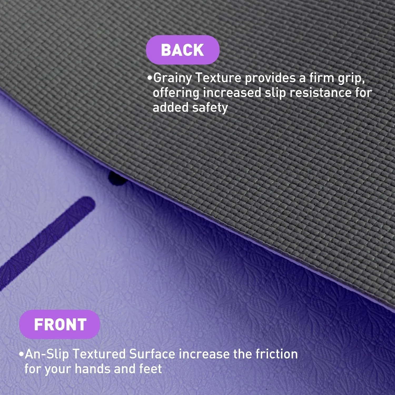 Yoga Mat Thick - Non Slip Workout Mat, Large Exercise Mat, Anti-Tear Exercise & Fitness Mat for Yoga, Pilates & Floor Workouts, Carry Strap Included