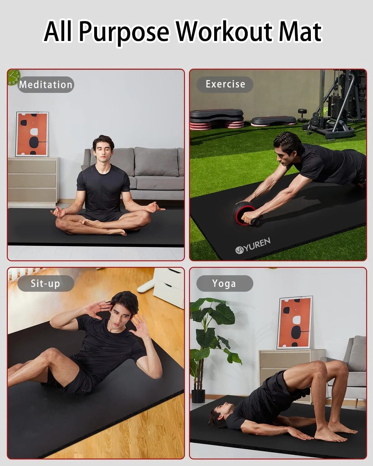 Yoga Mat Thick Wide Yoga Mats for Women Men Large Exercise Mat 78"x35" 1/2 Inch Workout Mat for Home Gym, with Carrying Yoga Bag