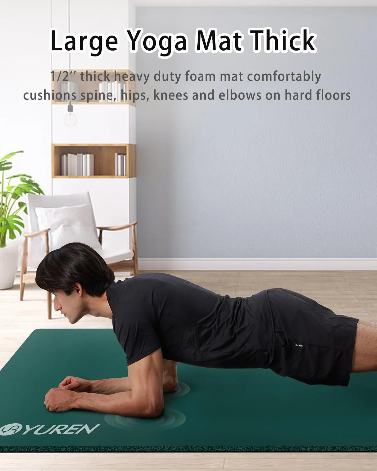 Yoga Mat Thick Wide Yoga Mats for Women Men Large Exercise Mat 78"x35" 1/2 Inch Workout Mat for Home Gym, with Carrying Yoga Bag