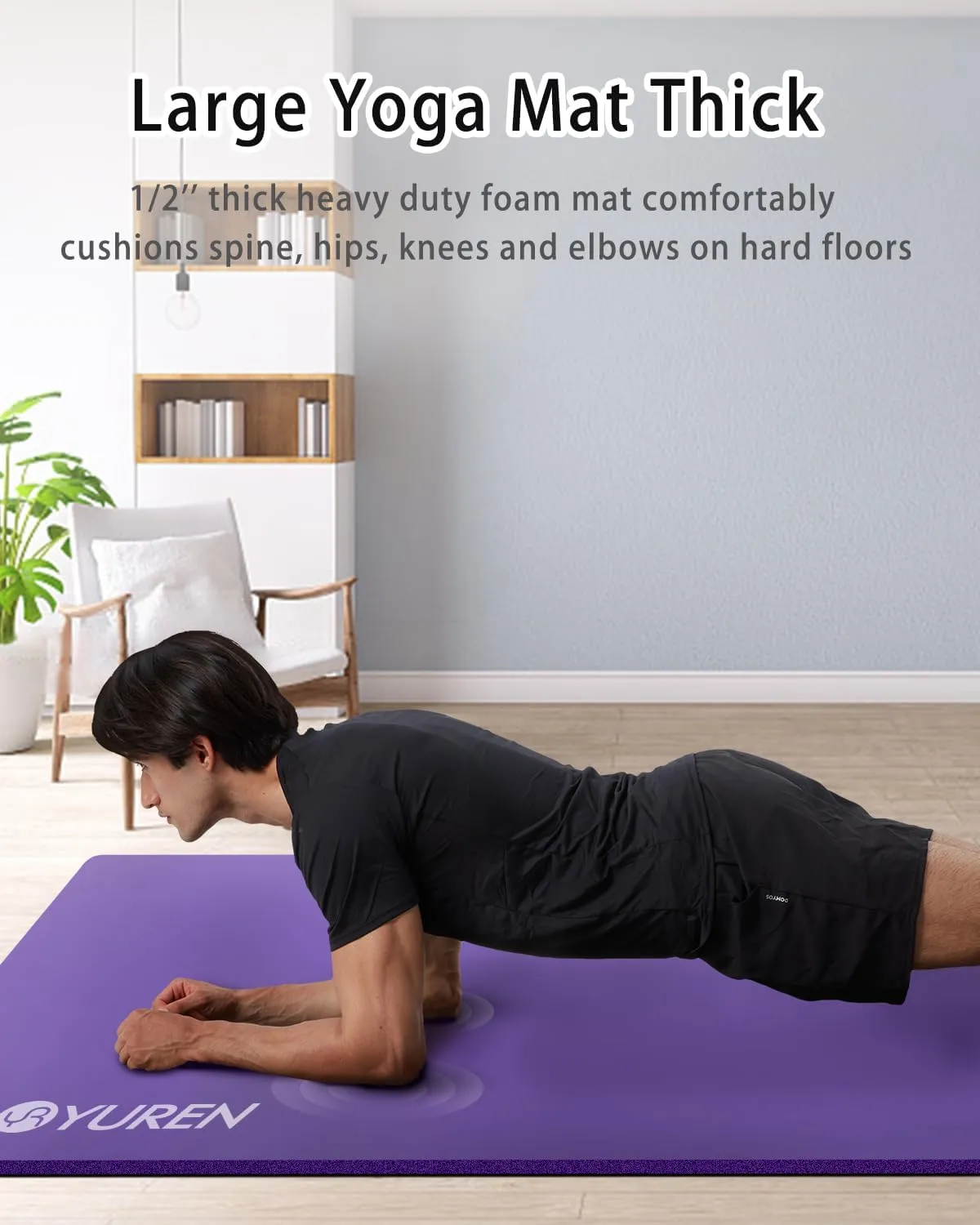 Yoga Mat Thick Wide Yoga Mats for Women Men Large Exercise Mat 78"x35" 1/2 Inch Workout Mat for Home Gym, with Carrying Yoga Bag