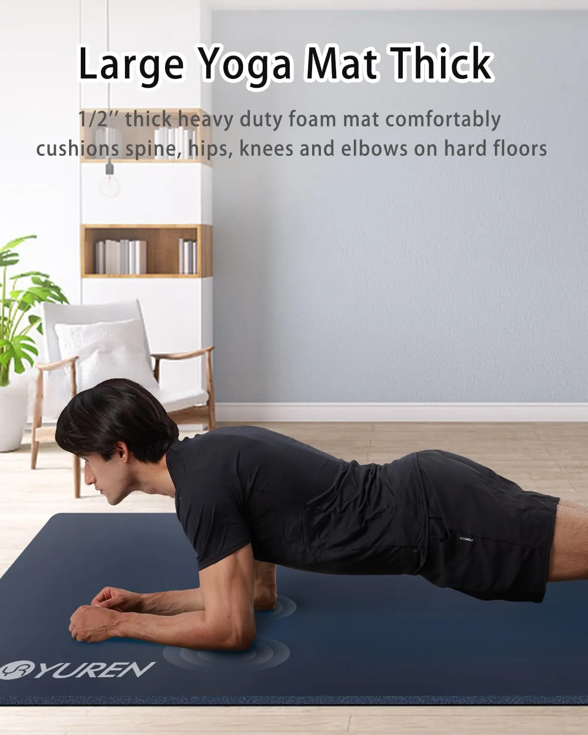 Yoga Mat Thick Wide Yoga Mats for Women Men Large Exercise Mat 78"x35" 1/2 Inch Workout Mat for Home Gym, with Carrying Yoga Bag