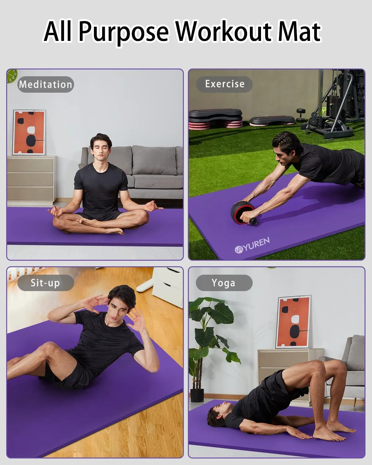 Yoga Mat Thick Wide Yoga Mats for Women Men Large Exercise Mat 78"x35" 1/2 Inch Workout Mat for Home Gym, with Carrying Yoga Bag