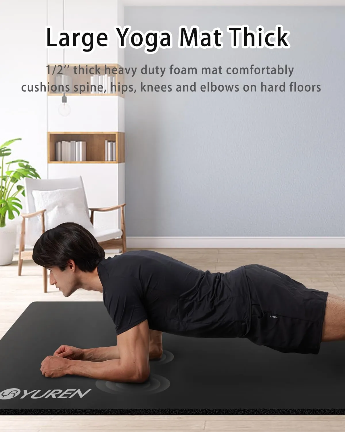Yoga Mat Thick Wide Yoga Mats for Women Men Large Exercise Mat 78"x35" 1/2 Inch Workout Mat for Home Gym, with Carrying Yoga Bag