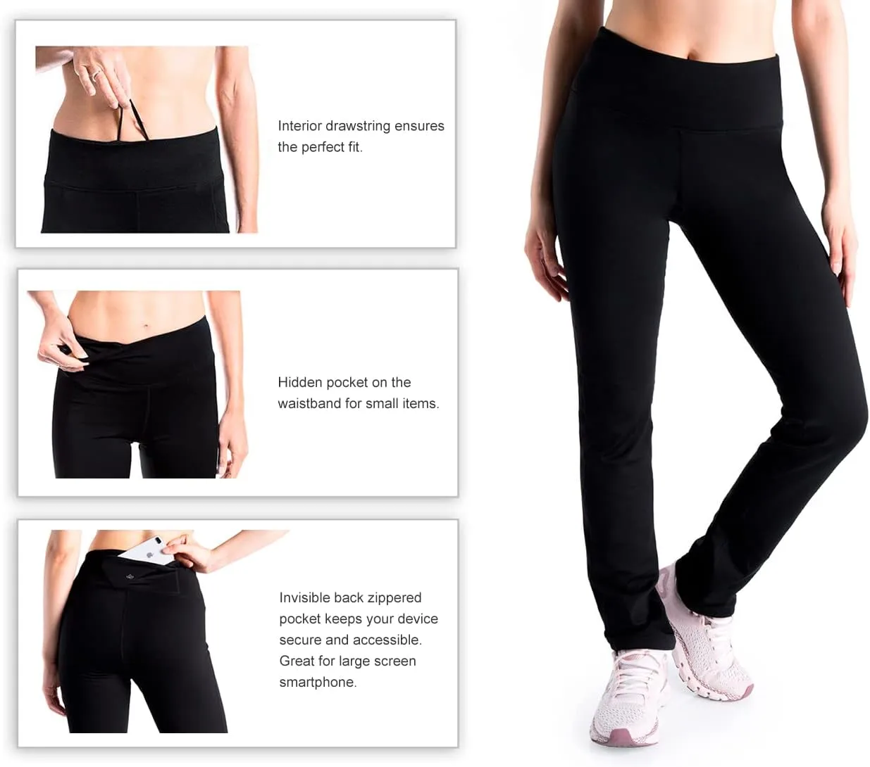 Yogipace 27"/29"/31"/33"/35"/37" Women's Fleece Lined Thermal Pants Yoga Straight Leg Winter Trousers