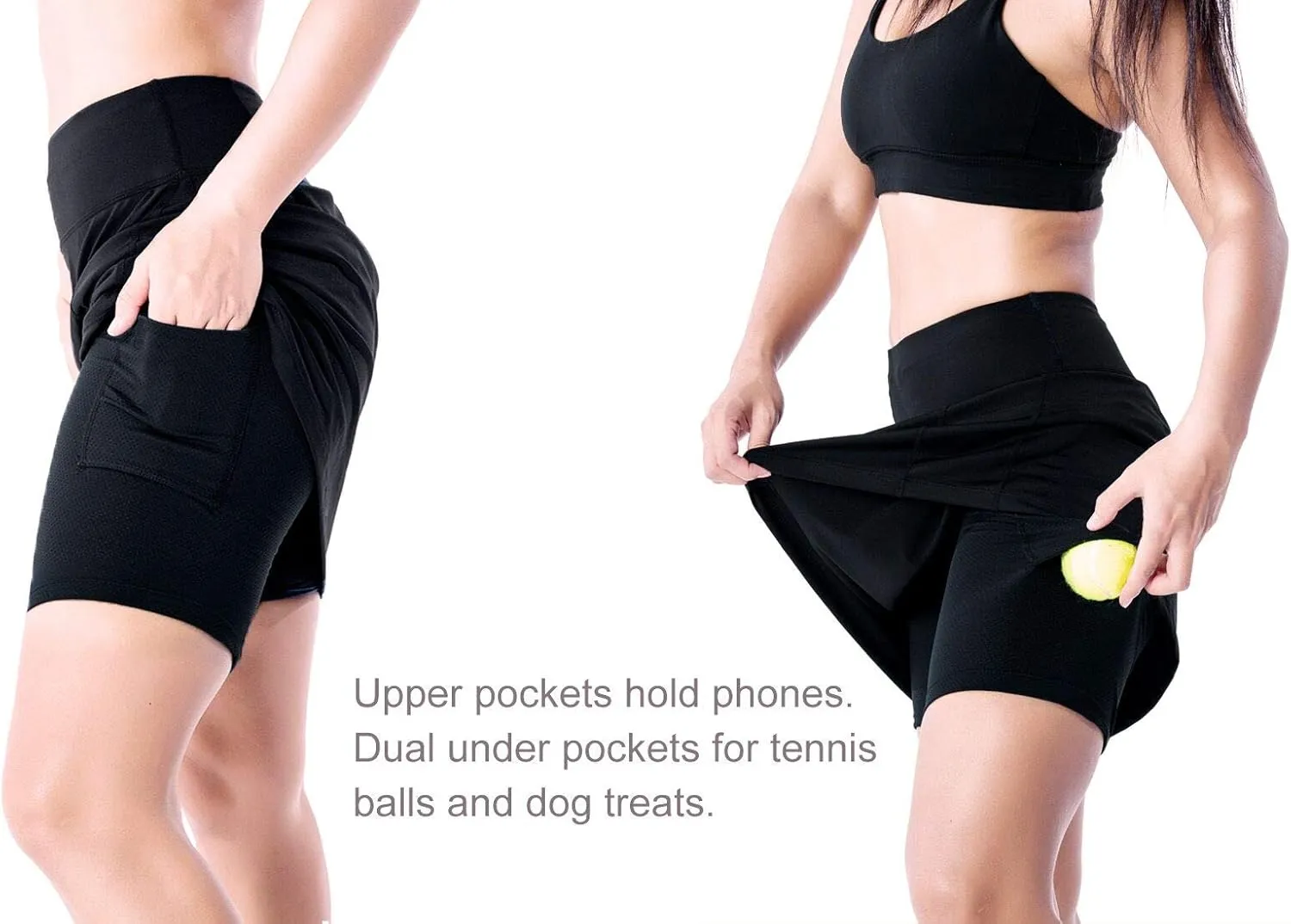 Yogipace Tall Women's UV Protection 20" Long Tennis Running Golf Cycling Skort Active Skirt Built-in Shorts