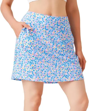 Yogipace Women's 4 Pockets UPF 50  17" Long Tennis Skirt Running Golf Skorts