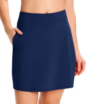 Yogipace Women's 4 Pockets UPF 50  17" Long Tennis Skirt Running Golf Skorts