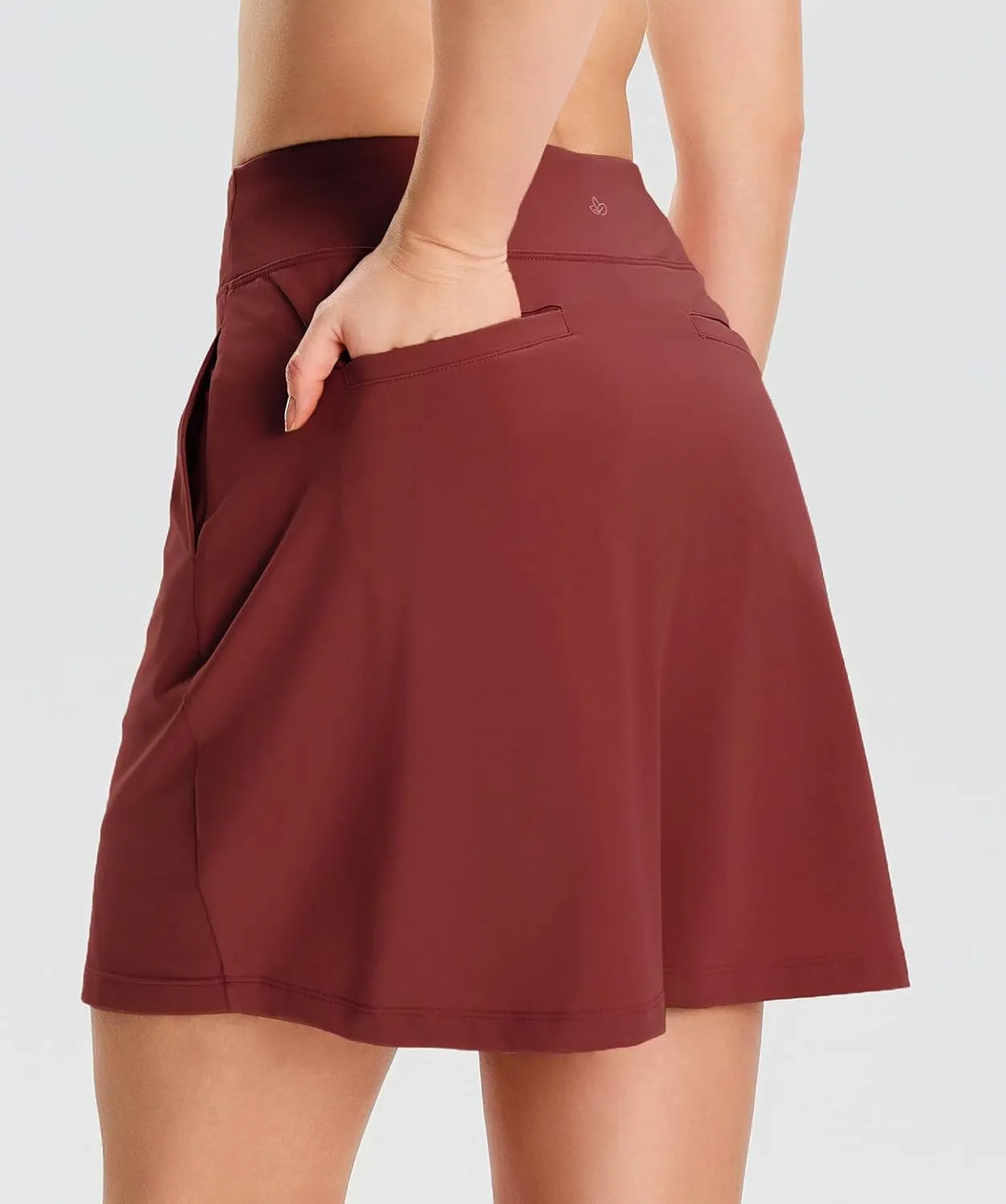 Yogipace Women's 4 Pockets UPF 50  17" Long Tennis Skirt Running Golf Skorts